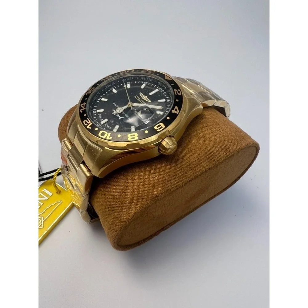 #W0026 Invicta Pro Diver 25822 Swiss Quartz 4Gold Tone Black Dial Men's Watch
